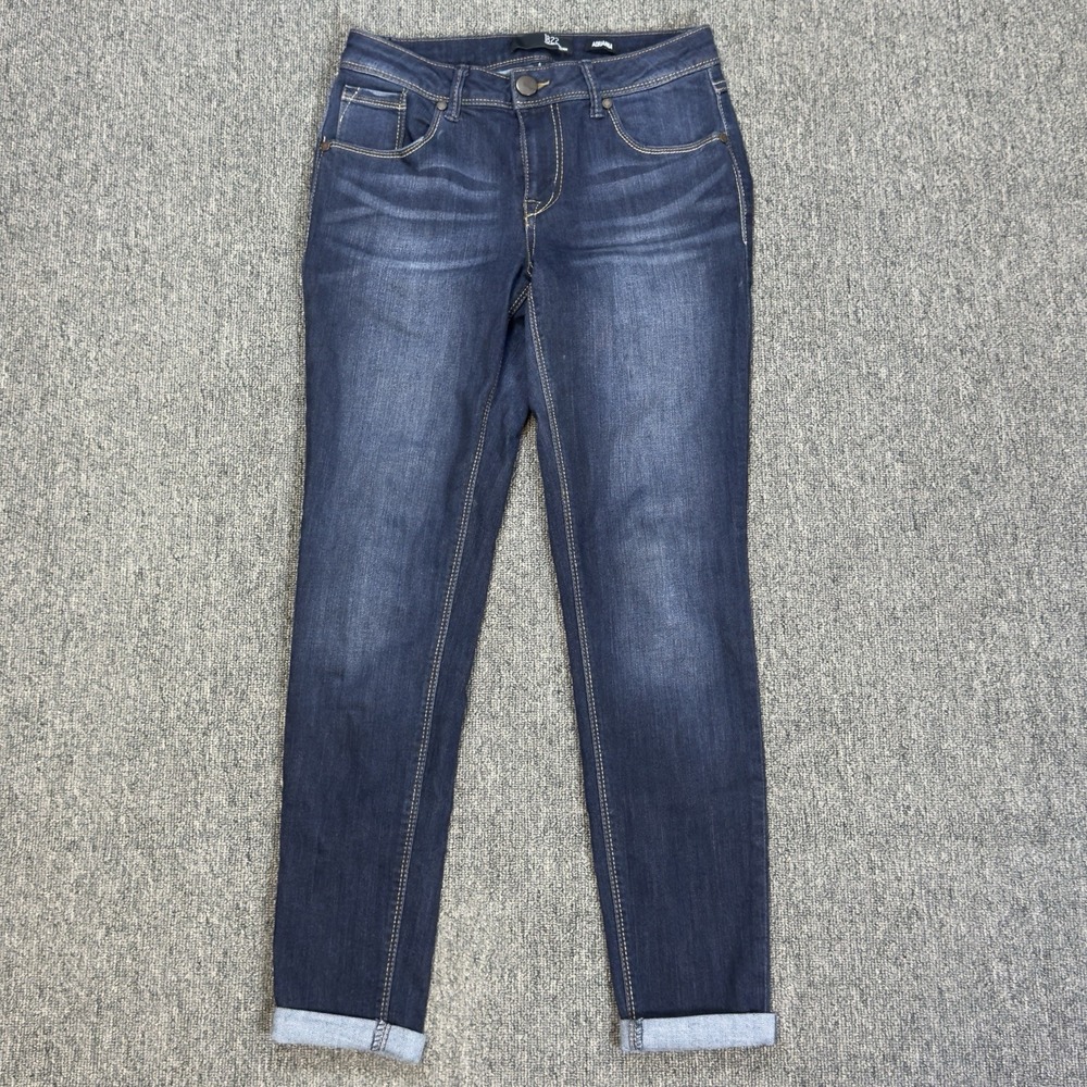1822 Denim Adrianna Jeans Women's Size 4 Dark Wash Mid Rise Stretch Rolled Cuff